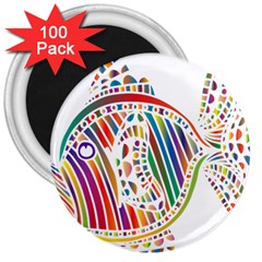 Colorful Fish Animals Rainbow 3  Magnets (100 Pack)