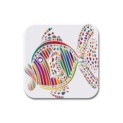 Colorful Fish Animals Rainbow Rubber Square Coaster (4 Pack)  by Mariart