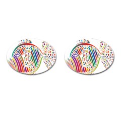 Colorful Fish Animals Rainbow Cufflinks (oval) by Mariart