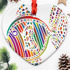 Colorful Fish Animals Rainbow Heart Ornament (two Sides) by Mariart