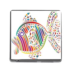 Colorful Fish Animals Rainbow Memory Card Reader (square) by Mariart