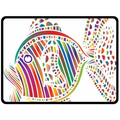 Colorful Fish Animals Rainbow Fleece Blanket (large)  by Mariart