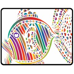 Colorful Fish Animals Rainbow Double Sided Fleece Blanket (medium)  by Mariart