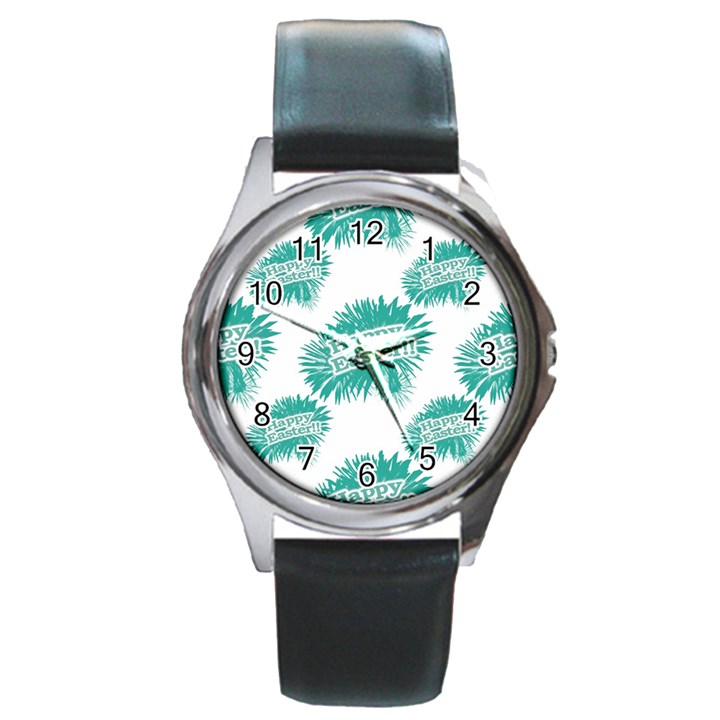 Happy Easter Theme Graphic Round Metal Watch