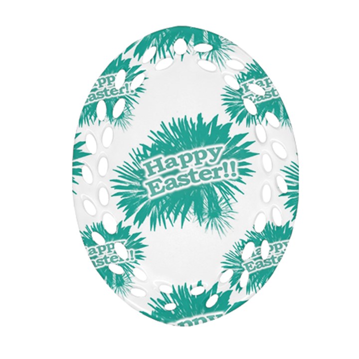 Happy Easter Theme Graphic Oval Filigree Ornament (Two Sides)