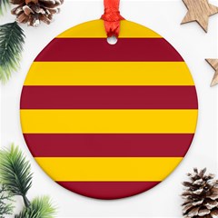 Oswald s Stripes Red Yellow Ornament (round) by Mariart