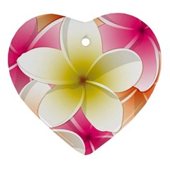 Frangipani Flower Floral White Pink Yellow Ornament (heart)