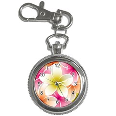 Frangipani Flower Floral White Pink Yellow Key Chain Watches by Mariart