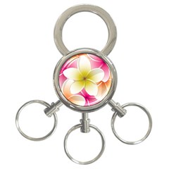 Frangipani Flower Floral White Pink Yellow 3-ring Key Chains by Mariart