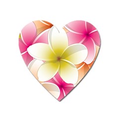 Frangipani Flower Floral White Pink Yellow Heart Magnet by Mariart