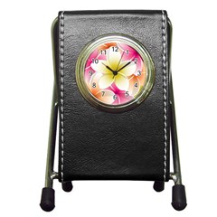 Frangipani Flower Floral White Pink Yellow Pen Holder Desk Clocks by Mariart