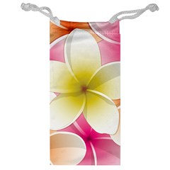 Frangipani Flower Floral White Pink Yellow Jewelry Bag by Mariart