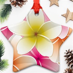 Frangipani Flower Floral White Pink Yellow Star Ornament (two Sides) by Mariart