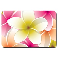 Frangipani Flower Floral White Pink Yellow Large Doormat  by Mariart