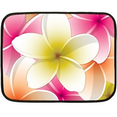 Frangipani Flower Floral White Pink Yellow Fleece Blanket (mini) by Mariart