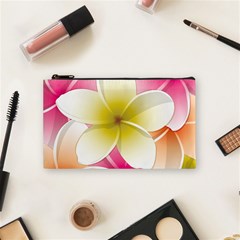 Frangipani Flower Floral White Pink Yellow Cosmetic Bag (small)  by Mariart