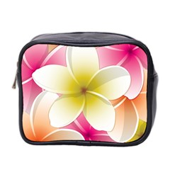 Frangipani Flower Floral White Pink Yellow Mini Toiletries Bag 2-side by Mariart