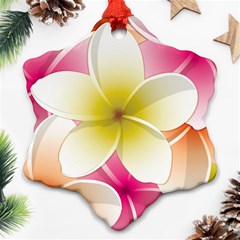 Frangipani Flower Floral White Pink Yellow Ornament (snowflake) by Mariart