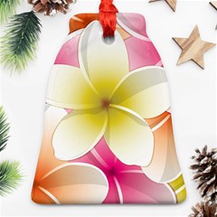 Frangipani Flower Floral White Pink Yellow Bell Ornament (two Sides) by Mariart