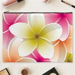 Frangipani Flower Floral White Pink Yellow Cosmetic Bag (XXXL)  Front