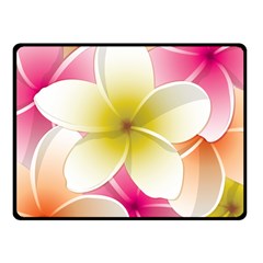 Frangipani Flower Floral White Pink Yellow Double Sided Fleece Blanket (small)  by Mariart