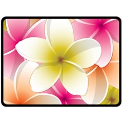 Frangipani Flower Floral White Pink Yellow Double Sided Fleece Blanket (large)  by Mariart