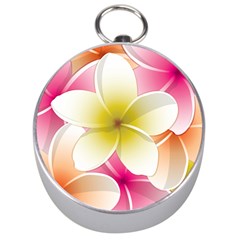 Frangipani Flower Floral White Pink Yellow Silver Compasses by Mariart