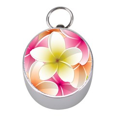 Frangipani Flower Floral White Pink Yellow Mini Silver Compasses by Mariart