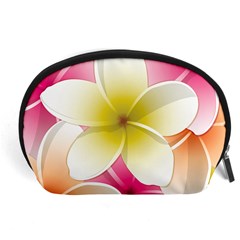 Frangipani Flower Floral White Pink Yellow Accessory Pouches (large)  by Mariart