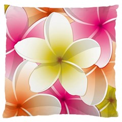 Frangipani Flower Floral White Pink Yellow Large Flano Cushion Case (one Side) by Mariart