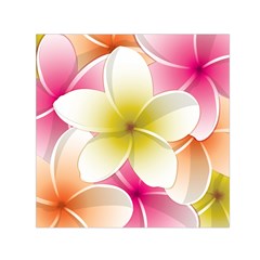 Frangipani Flower Floral White Pink Yellow Small Satin Scarf (square) by Mariart