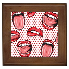 Lipstick Lip Red Polka Dot Circle Framed Tiles