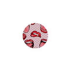 Lipstick Lip Red Polka Dot Circle 1  Mini Buttons by Mariart