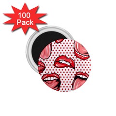 Lipstick Lip Red Polka Dot Circle 1 75  Magnets (100 Pack)  by Mariart