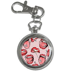 Lipstick Lip Red Polka Dot Circle Key Chain Watches