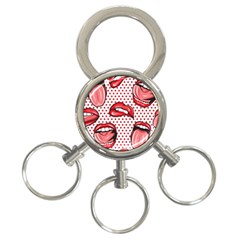 Lipstick Lip Red Polka Dot Circle 3-ring Key Chains by Mariart