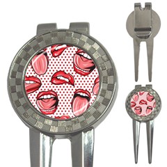 Lipstick Lip Red Polka Dot Circle 3-in-1 Golf Divots by Mariart