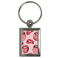 Lipstick Lip Red Polka Dot Circle Key Chains (rectangle)  by Mariart