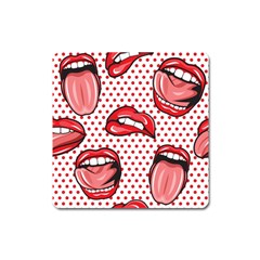 Lipstick Lip Red Polka Dot Circle Square Magnet