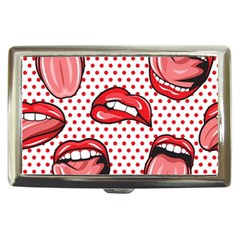 Lipstick Lip Red Polka Dot Circle Cigarette Money Cases by Mariart