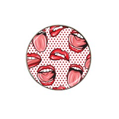 Lipstick Lip Red Polka Dot Circle Hat Clip Ball Marker by Mariart