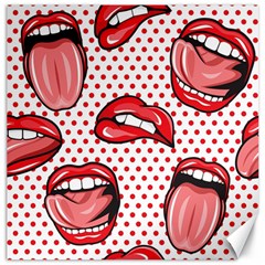 Lipstick Lip Red Polka Dot Circle Canvas 12  X 12   by Mariart