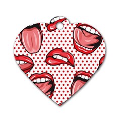 Lipstick Lip Red Polka Dot Circle Dog Tag Heart (one Side) by Mariart