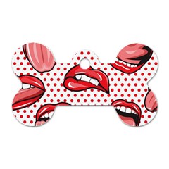 Lipstick Lip Red Polka Dot Circle Dog Tag Bone (two Sides) by Mariart