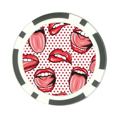 Lipstick Lip Red Polka Dot Circle Poker Chip Card Guard by Mariart