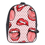 Lipstick Lip Red Polka Dot Circle School Bags(Large)  Front