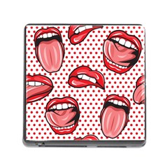 Lipstick Lip Red Polka Dot Circle Memory Card Reader (square) by Mariart