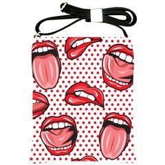 Lipstick Lip Red Polka Dot Circle Shoulder Sling Bags by Mariart