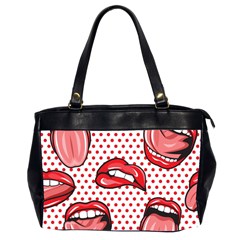 Lipstick Lip Red Polka Dot Circle Office Handbags (2 Sides)  by Mariart