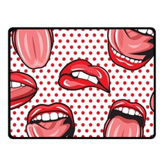 Lipstick Lip Red Polka Dot Circle Fleece Blanket (small) by Mariart